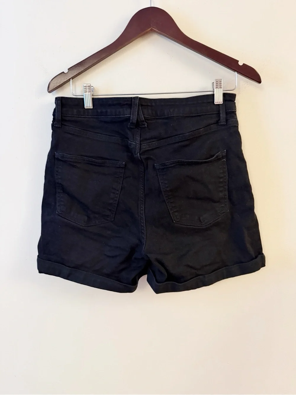 LC Lauren Conrad Black Roll Cuff High Rise Denim Shorts Size 10 Stretch